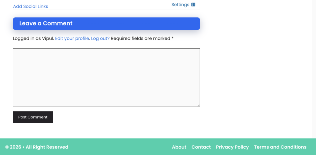 A website footer showing the newly generated AdSense compliance pages linked at the bottom of the site layout